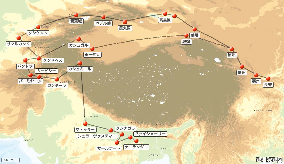 玄奘の旅の経路